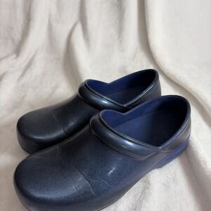 Slip On Nursing Clogs Women's 9 Blue Glitter Comfortable Shoes